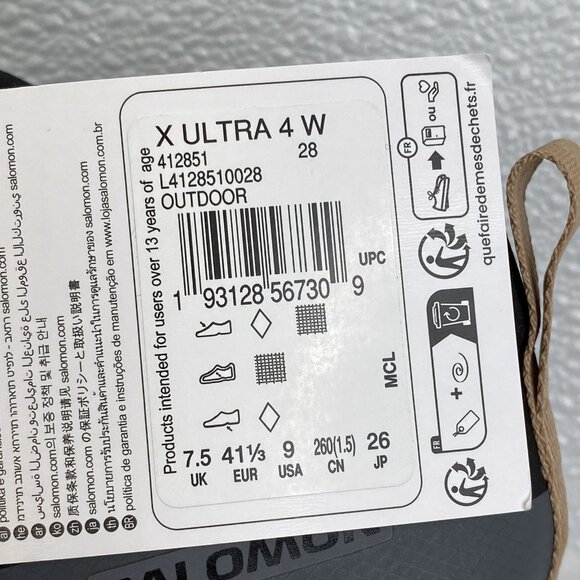 Salomon X Ultra 4 Hiking Sneakers Women’s 9 Black/Gray - Picture 2 of 9